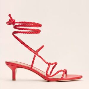 Reformation Red Porto Braided Leather Sandals 10